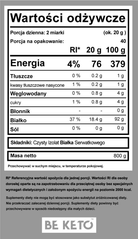 Czysty Izolat Białka – Bezsmakowy Czysty Izolat Białka – Bezsmakowy