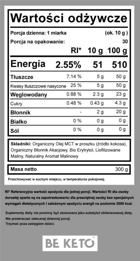 Olej MCT w Proszku – Dzika Malina Olej MCT w Proszku – Dzika Malina