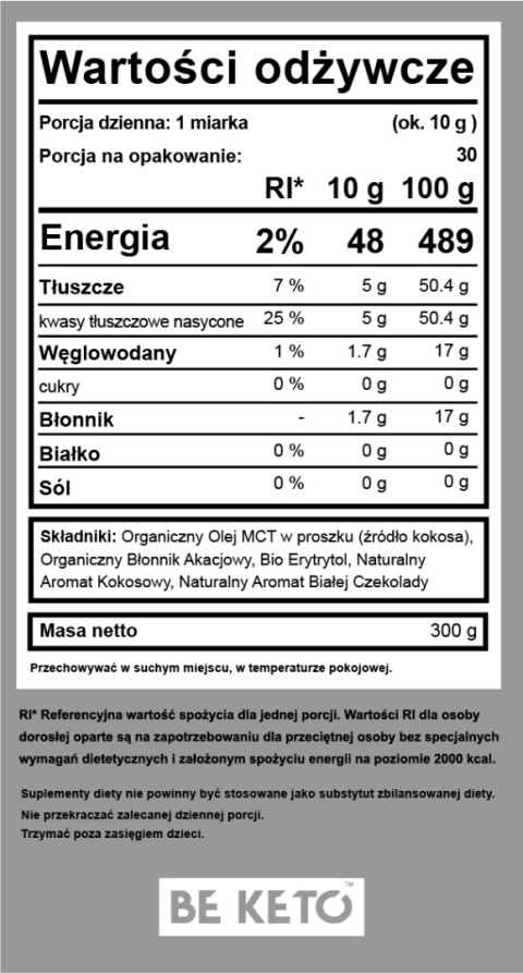 Olej MCT w Proszku – Kokos & Biała Czekolada Olej MCT w Proszku – Kokos & Biała Czekolada