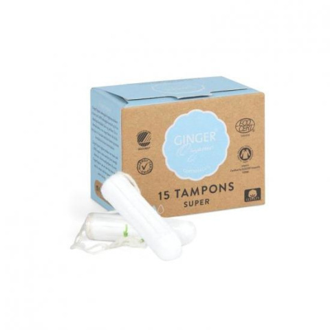 GingerOrganic Tampony bez aplikatora Super 15 szt. GingerOrganic Tampony bez aplikatora Super 15 szt.