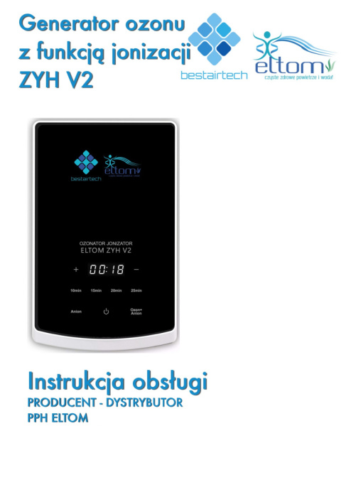 Ozonator ELTOM ZYH V2 (ZY-H103 V2) z jonizatorem Ozonator ELTOM ZYH V2 (ZY-H103 V2) z jonizatorem