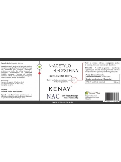 NAC N-ACETYLO L-CYSTEINA 150 mg 300 kaps.