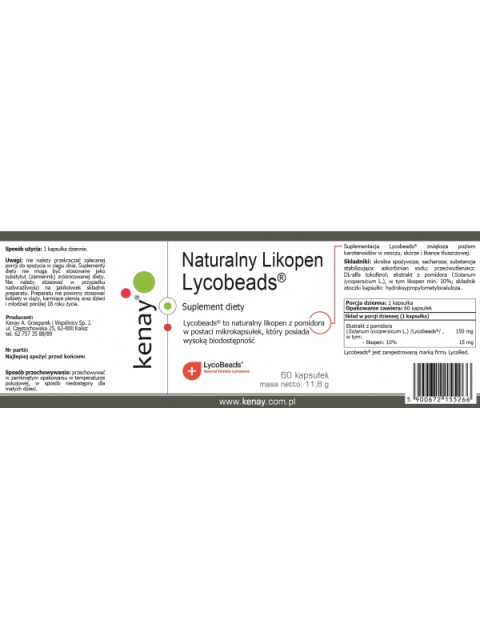 KENAY Naturalny Likopen Lycobeads® (60 kapsułek) KENAY Naturalny Likopen Lycobeads® (60 kapsułek)