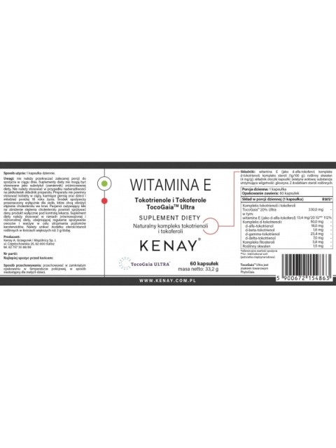 WITAMINA E Tokotrienole i Tokoferole TocoGaia™ Ultra